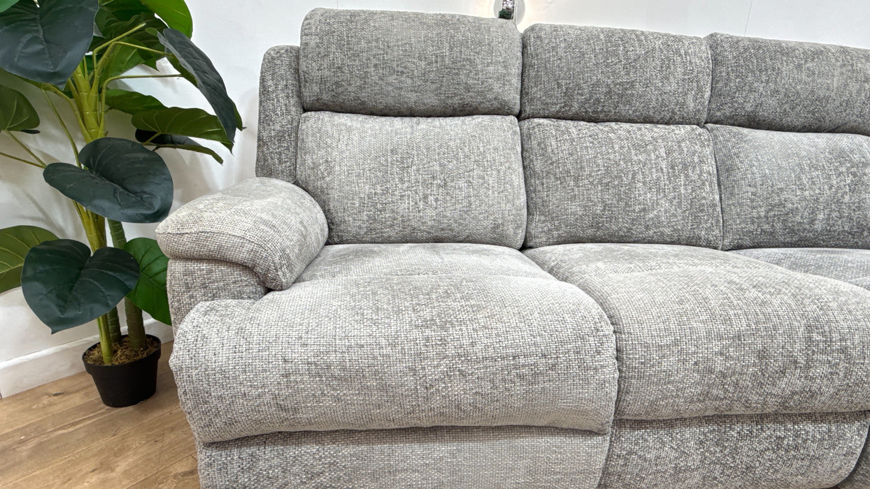 Sofology Gracie Fabric 3 Seater Power Recliner/Headrest in Hopsack Chenille Platinum