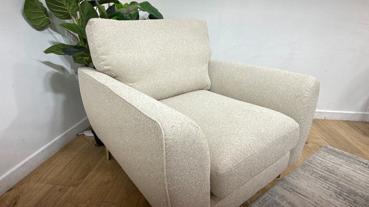 Sofology Hackney Fabric Chair Memory Foam Seat in Boucle Natural Mix