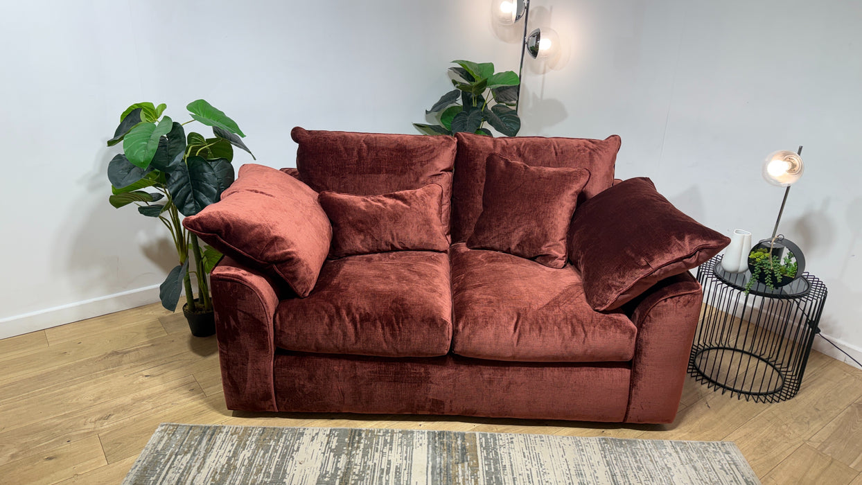 Sofology Georgio Fabric 2 Seater Feather Flex Seats in Luxe Chenille Burgundy