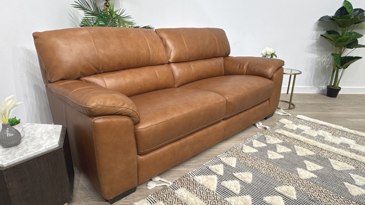 Sofology Santina Leather 3 Seater in Relaxed Soft Tan