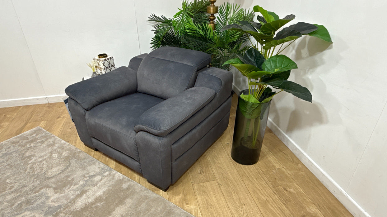Sofology Portland Fabric Chair Power Recliner/Headrest Heated Seat in Lifestyle Flecked Charcoal