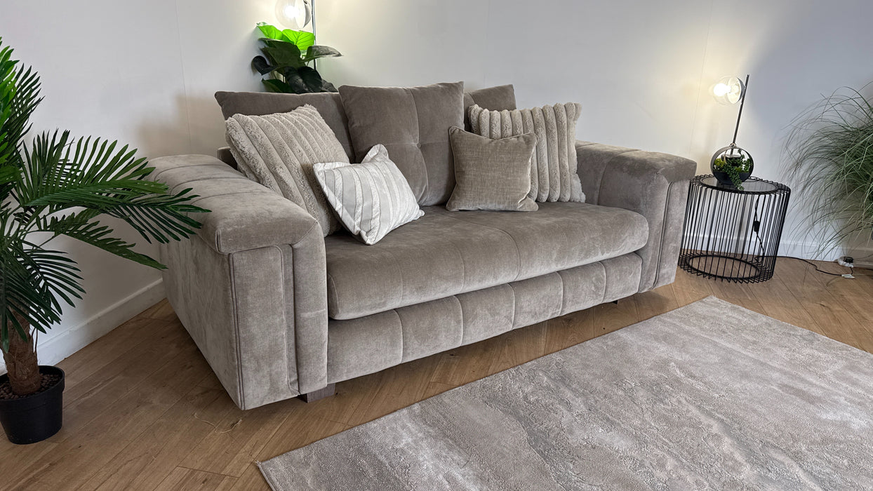Sofology The Oscar 2 Seater Fabric Sofa in Fine Textured Chenille Stone Mix