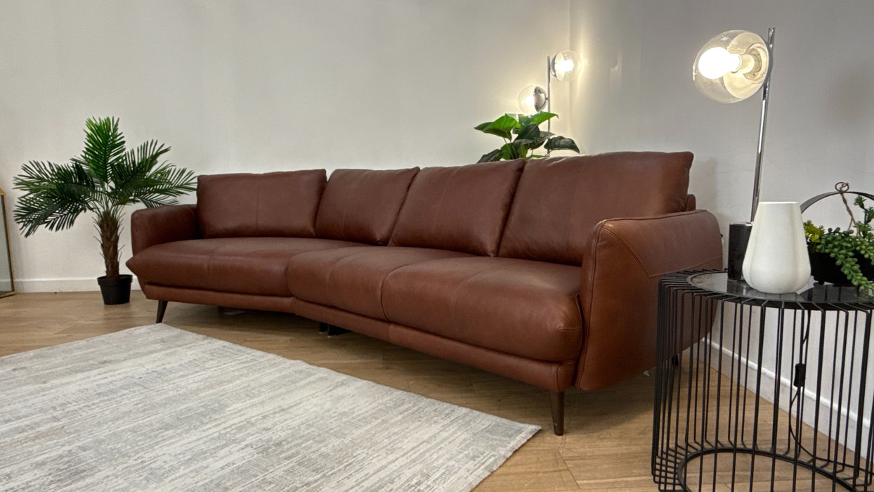 Sofology Adler Leather Asymmetric 4 Seater in Relaxed Soft Brown