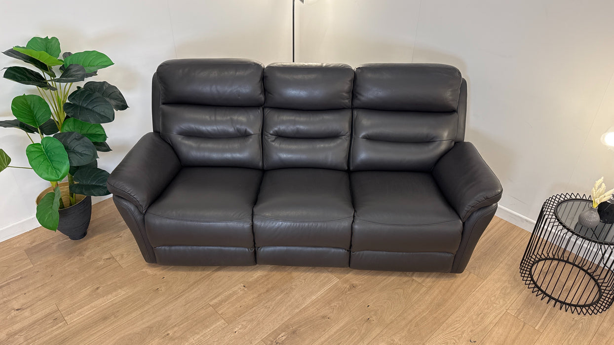 Broxton 3 Seater - Power Recliner -Power headrest - Leather Sofa - Black