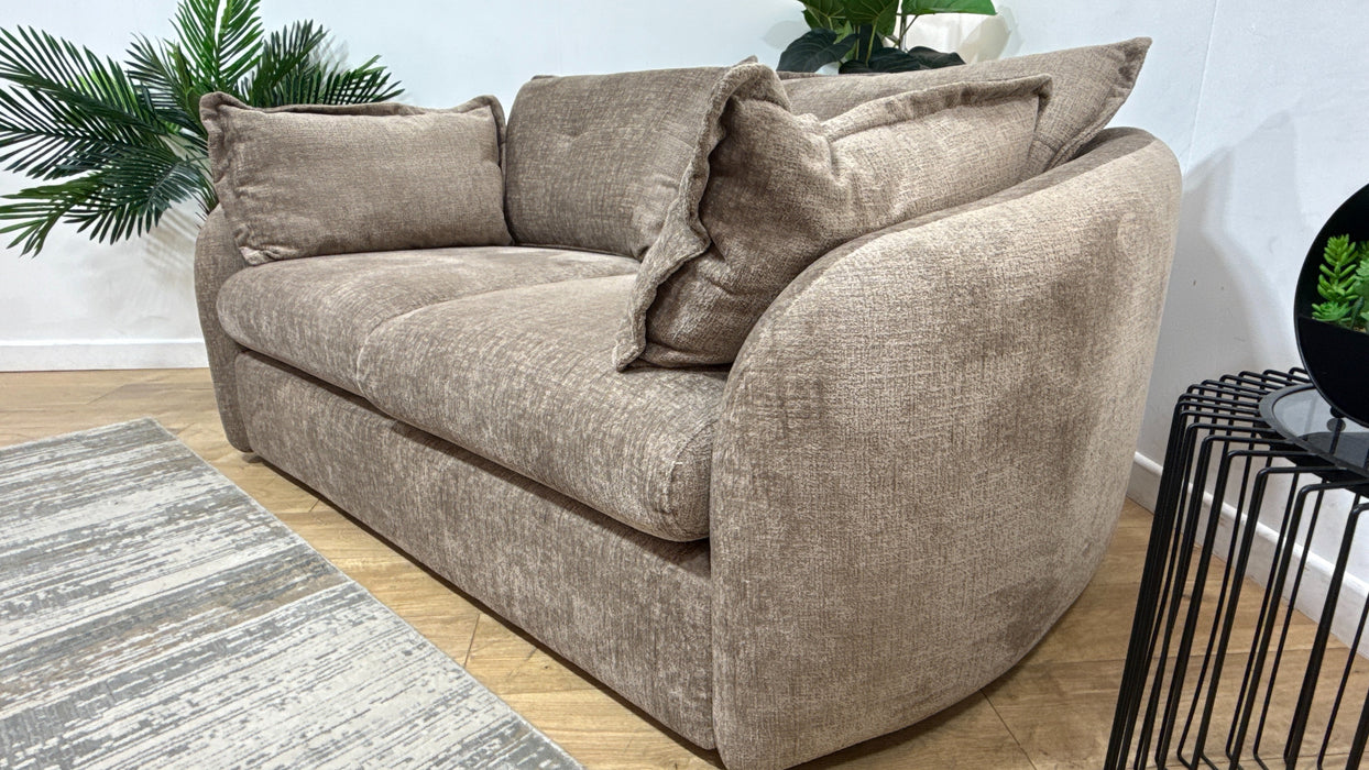 Sofology Portobello Fabric 2 Seater Sofabed Sprung Seats Hybrid Pocket Mattress in Teddy Chenille Mink Mix