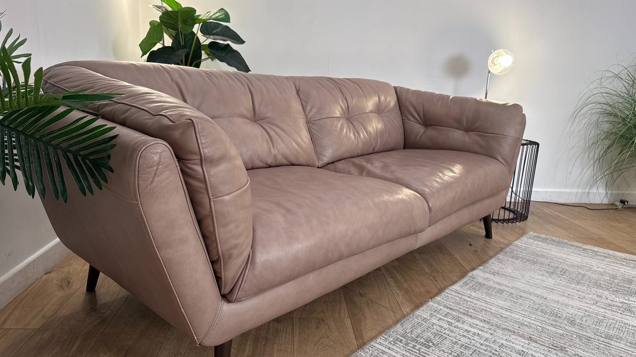 Sofology Hygge Leather 4 Seater Split in Relaxed Soft Stone