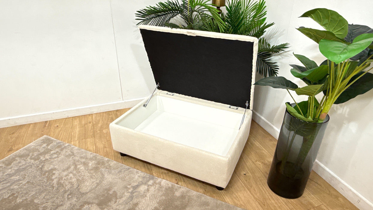 Sofology Ascot Fabric Storage Footstool in Texture Chenille Natural