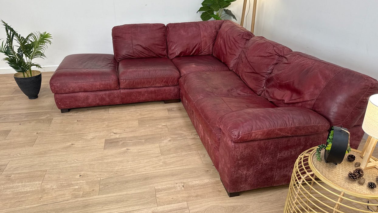 Linara 1 Terminal Corner 2 - Leather Sofa - Texas Bordeaux