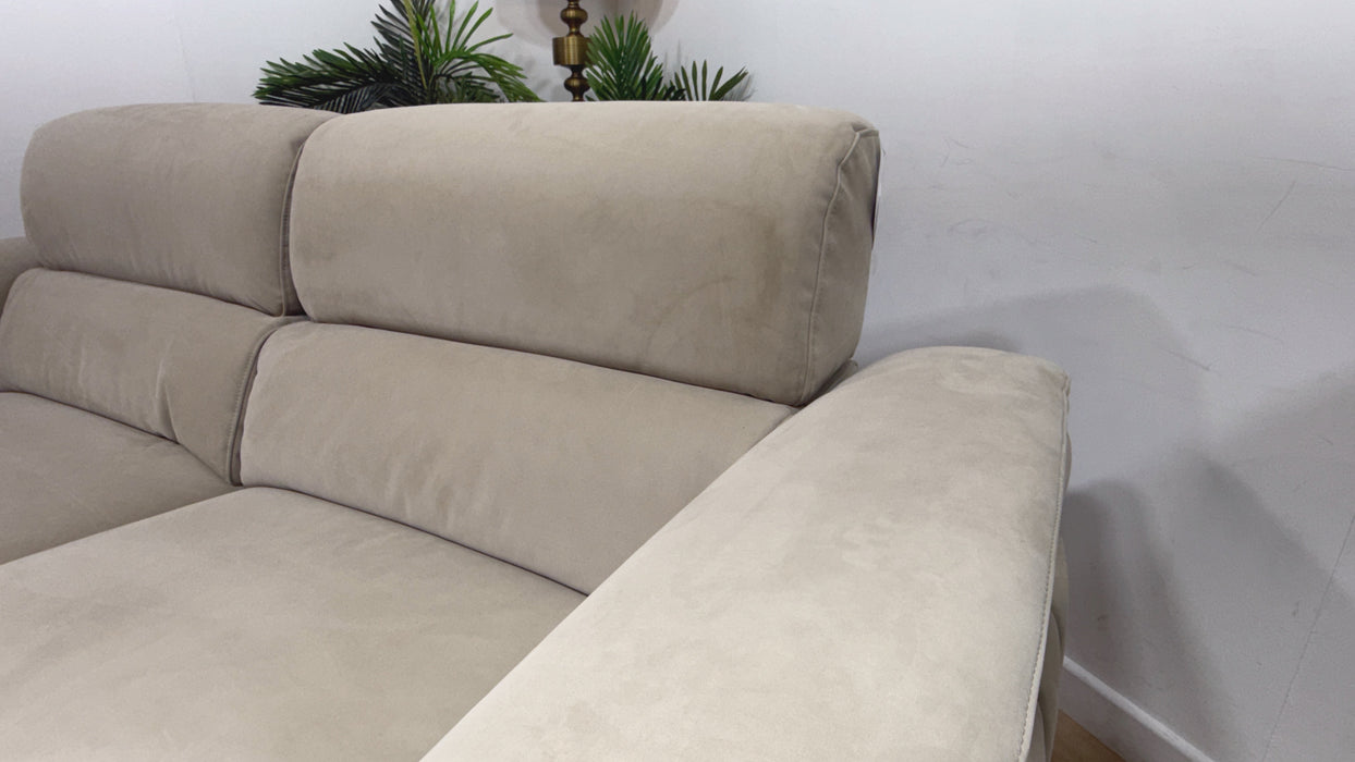 Sofology Fratelli Fabric 2.5 Seater Power Recliner/Headrest in Lifestyle Nubuck Feel Stone