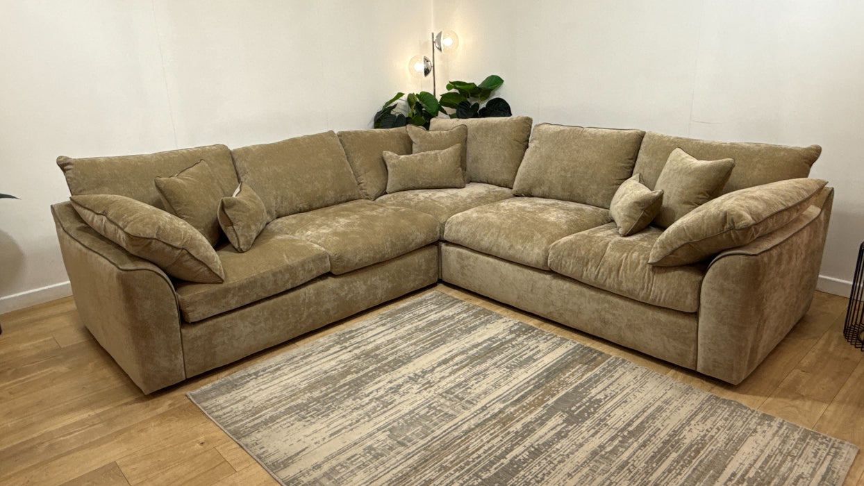 Sofology Georgio Fabric 3 Corner 3 Feather Flex Seats in Lifestyle Plush Chenille Barley Mix