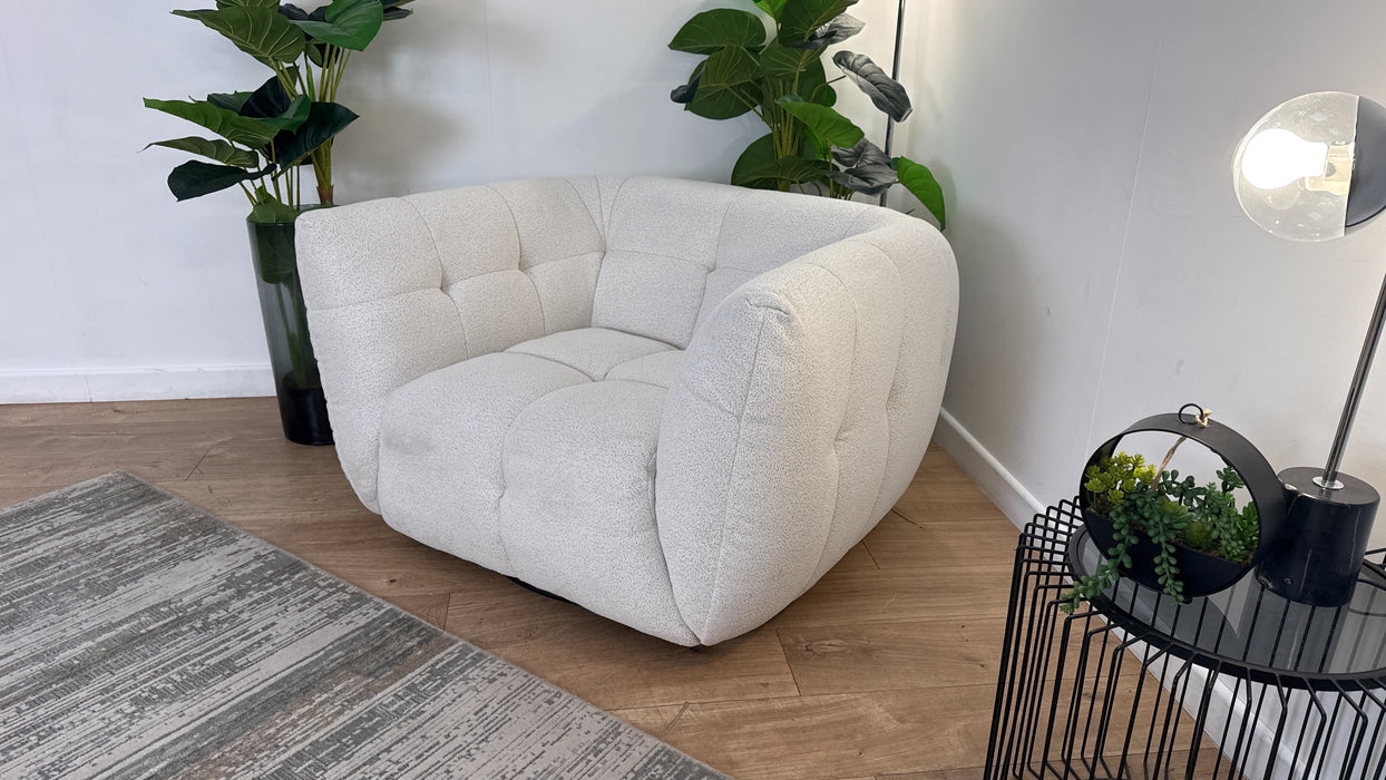 Sofology The Lunar Fabric Swivel Chair in Woven Boucle Linen
