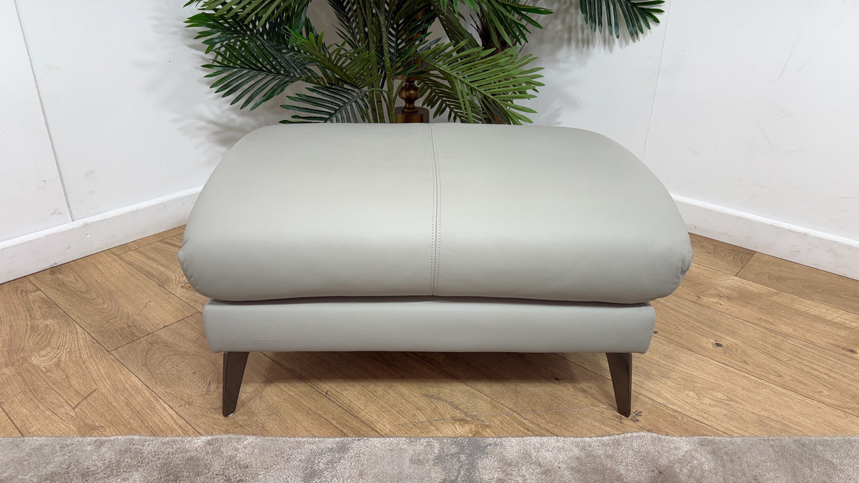 Sofology Adler Leather Designer Footstool in Trusty Matt Light Grey