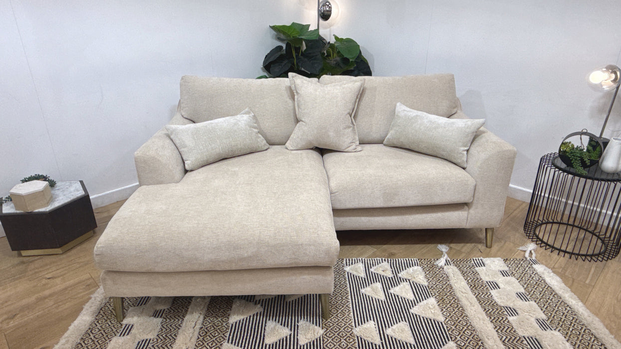 Sofology Mayfair Fabric Chaise 3 Seater Foam Seats in Linen Look Chenille Natural