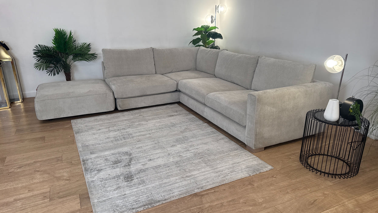 Sofology Majestica Fabric Chaise 1 Corner 3 in Soft-Chenille Linen