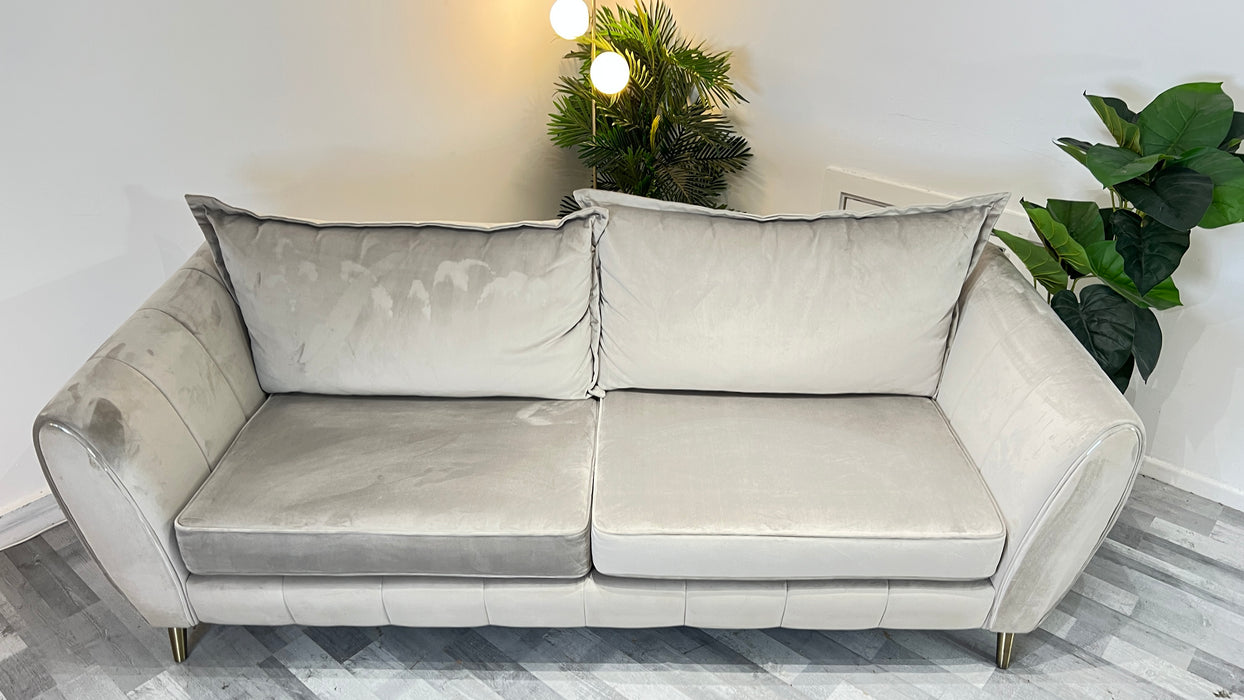 Gabrielle 4 Seater - Fabric Sofa -  Plush Silver/Mink Ebony Mix