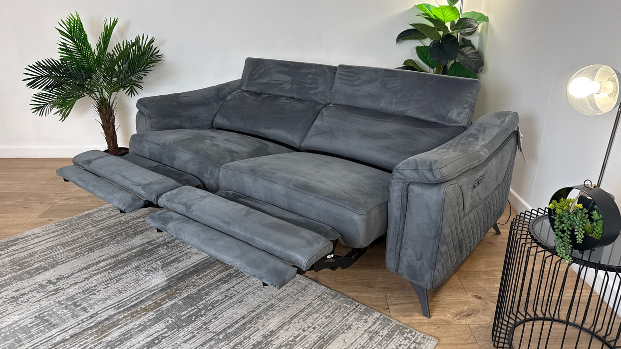 Sofology The Ezra 3 Seater Recliner Sofa in Lifestyle Plush Fabric Lead Grey