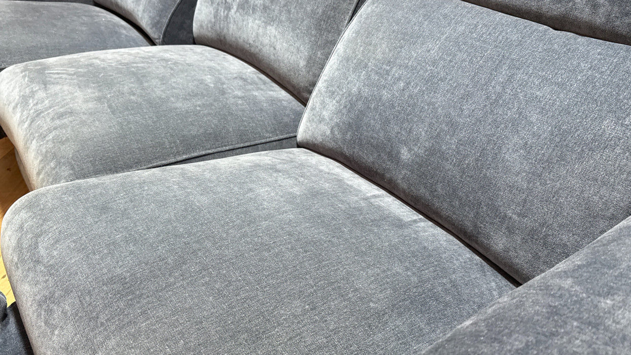 Sofology Plaza Fabric 3 Seater Power Recliner/Headrest Heated Seat in Relaxed Chenille Denim