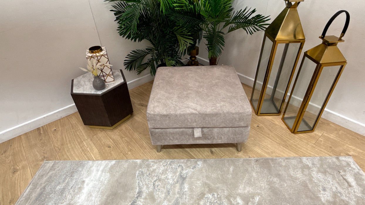 Sofology Hackney Fabric Storage Memory Foam Footstool in Lifestyle Dapple Fabric Stone