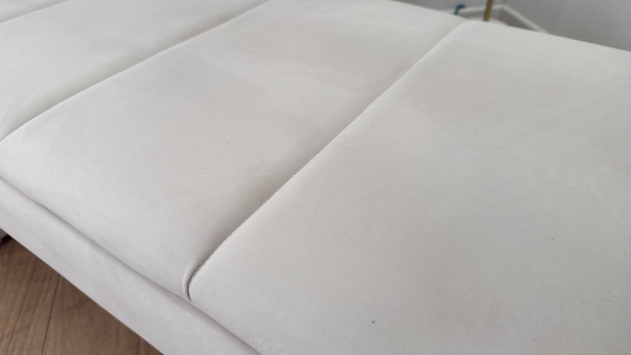 Sofology The Oscar Fabric Footstool in Fine Textured Chenille Ecru All Over