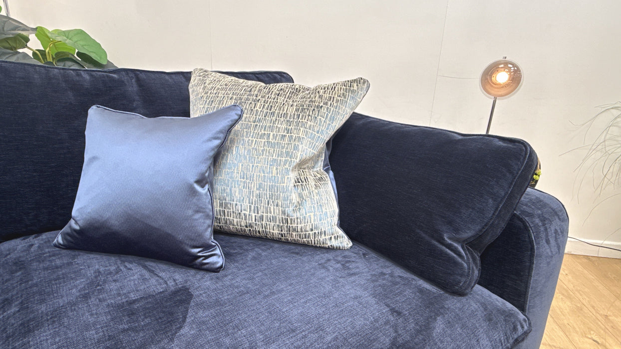 Sofology Cavalli Fabric 3 Seater Split Bolt Off Arms Foam Seats in Deluxe Chenille Navy Mix