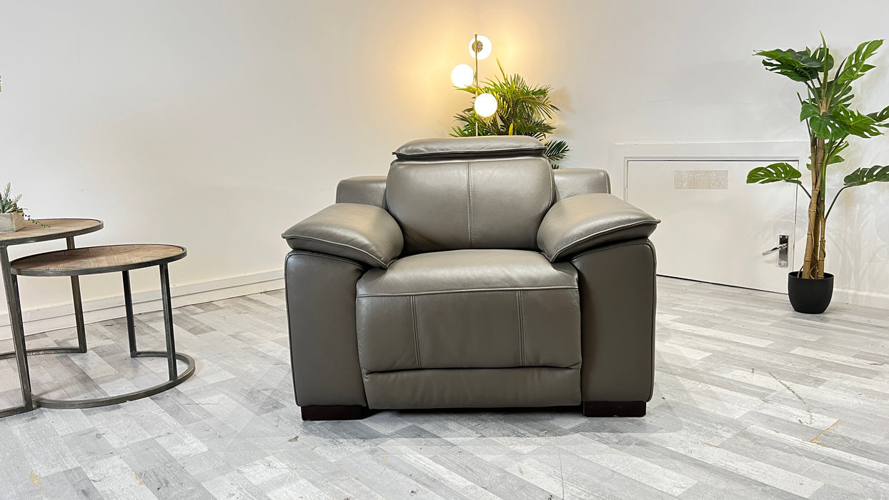 Benz Chair - Trusty Sheen Leather Storm - Power Recliner