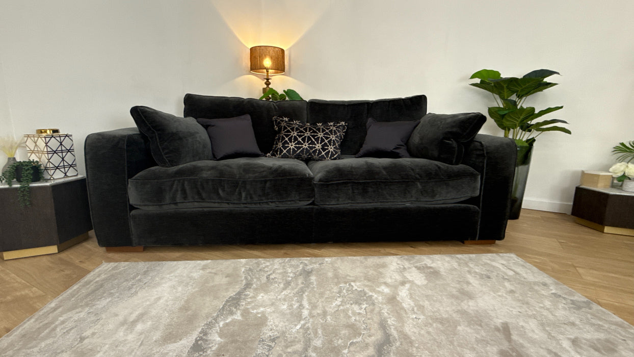 Sofology Cavalli 3 Seater Fabric Sofa in Deluxe Chenille Slate