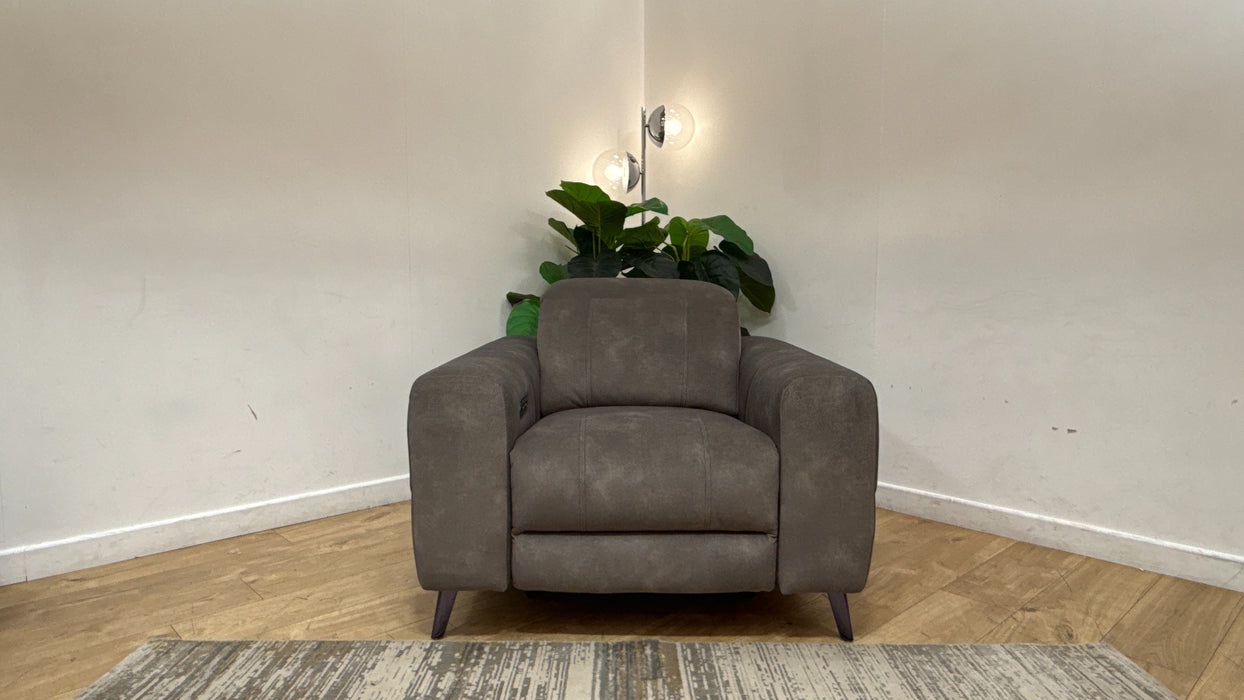 Sofology Allure Fabric Chair Power Recliner/Headrest Speakers in Lifestyle Flecked Mocha