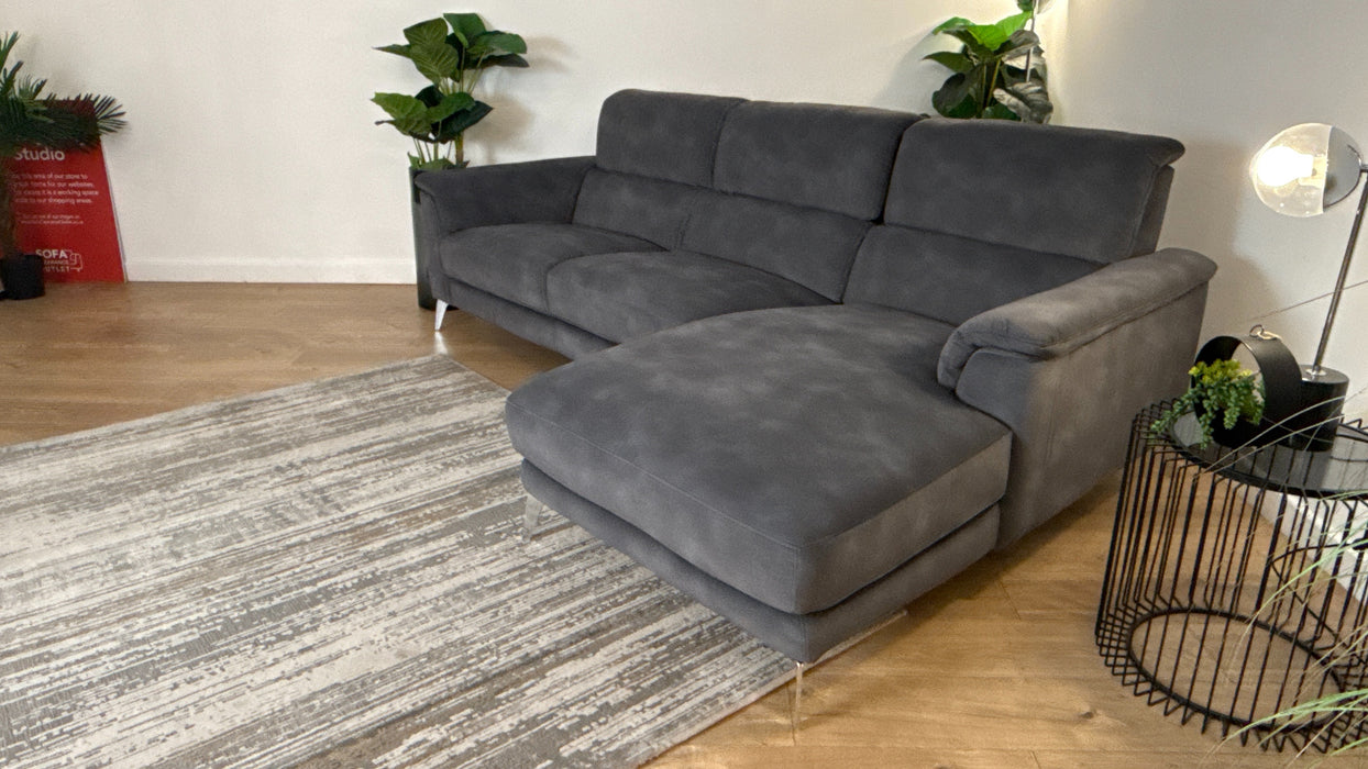Sofology Illinois Fabric 3 Seater Chaise in Lifestyle Mottled Charcoal