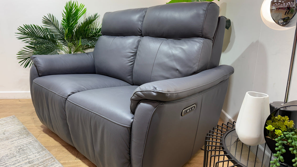 Sofology Parker Leather 2 Seater Power Recliner/Headrest in Trusty Sheen Lavendar Grey