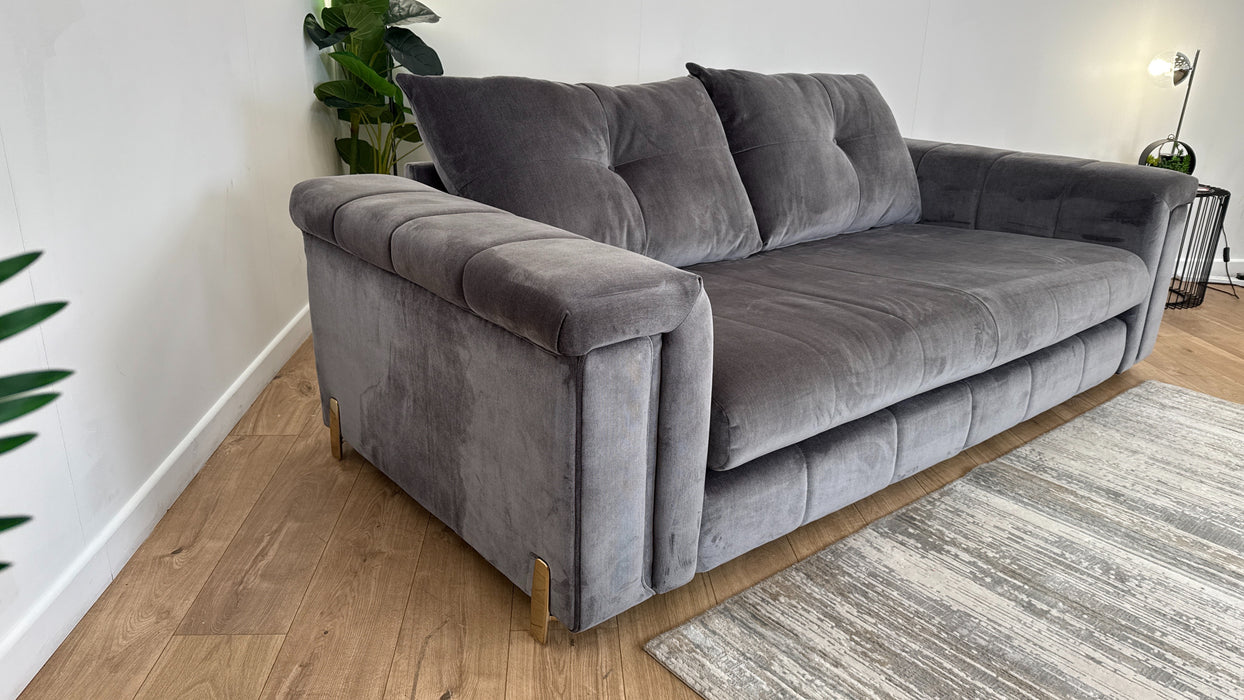 Sofology The Oscar Fabric 3 Seater in Textured Chenille Grey