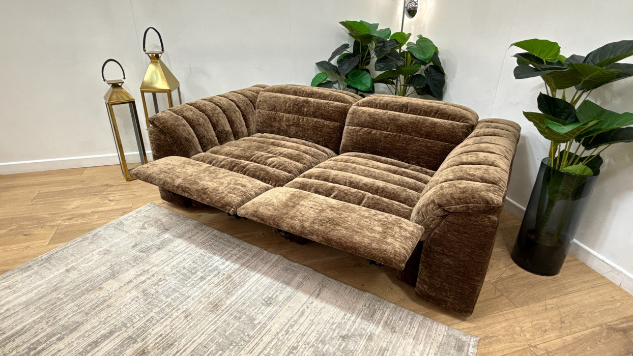 Sofology Olson 2 Seater Power Recliner/Headrest in Fabric in luxury Chenille Bark