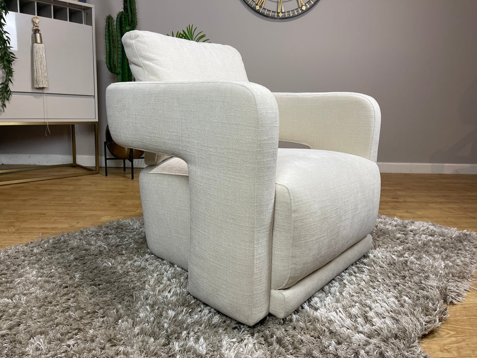 Retreat Swivel Accent Chair - Chenille Ivory Fabric (WA2)