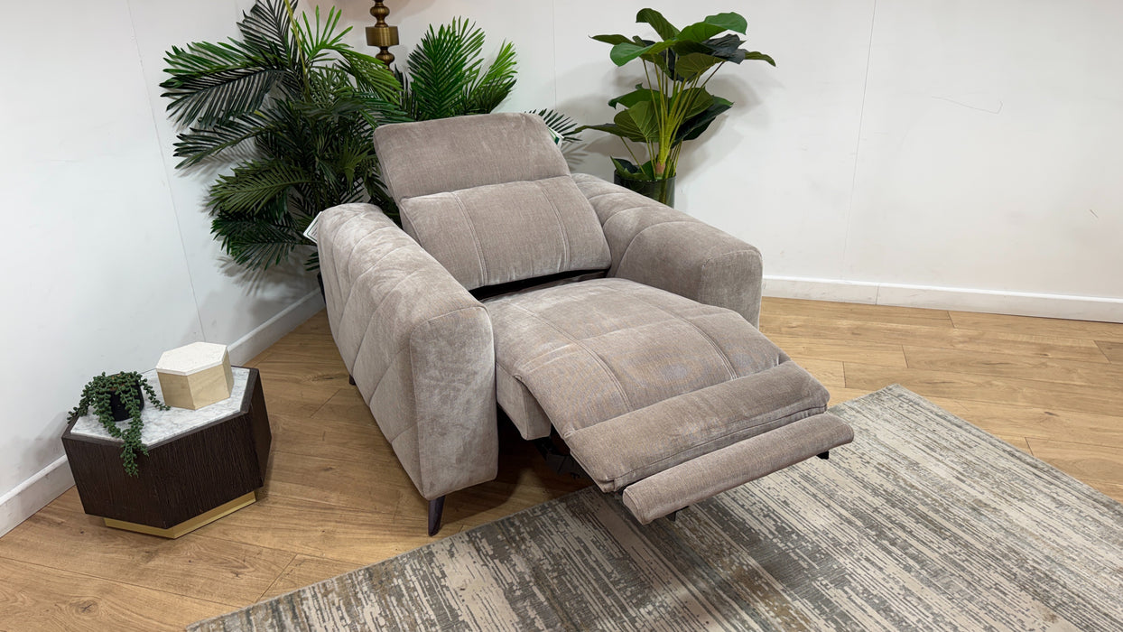 Sofology Allure Fabric Chair Power Recliner/Headrest in Relaxed Chenille Nutmeg