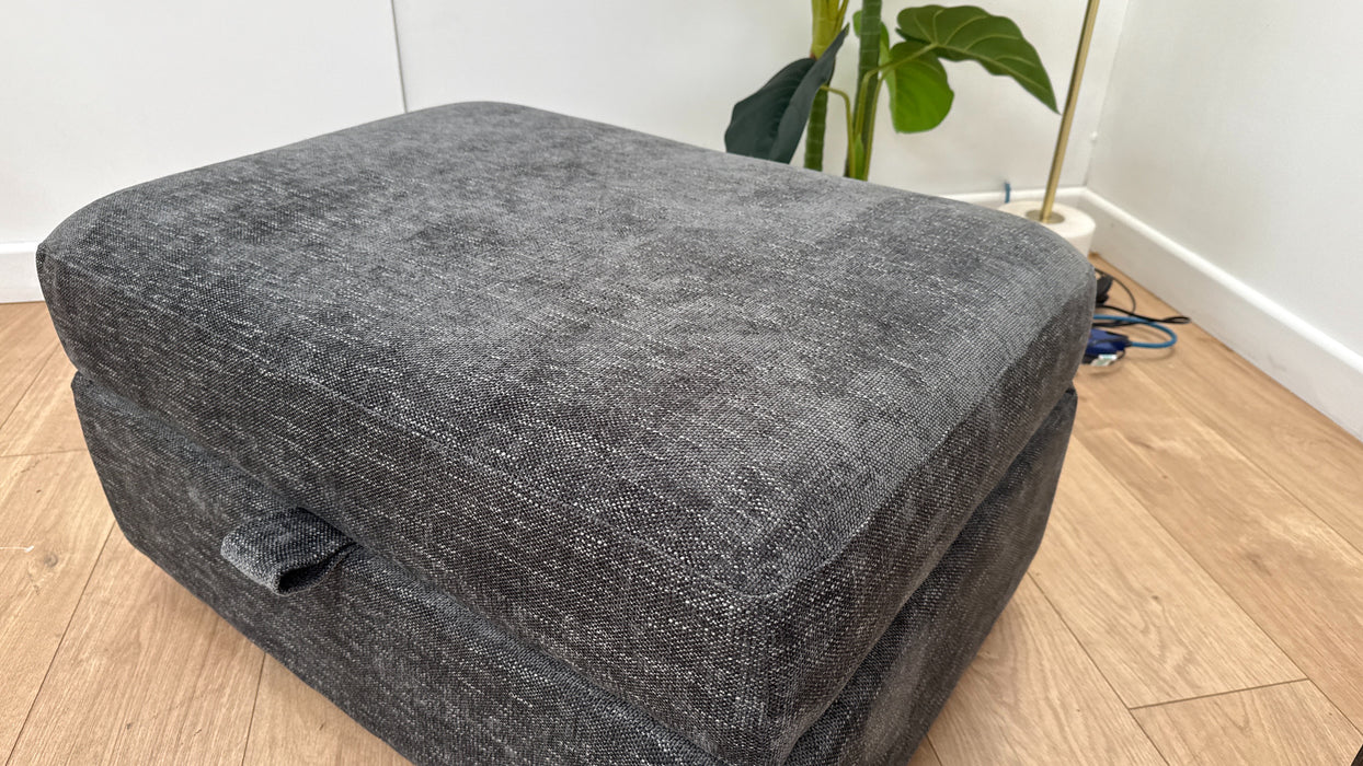 Sofology Portobello Fabric Storage Footstool in Chenille Look Charcoal