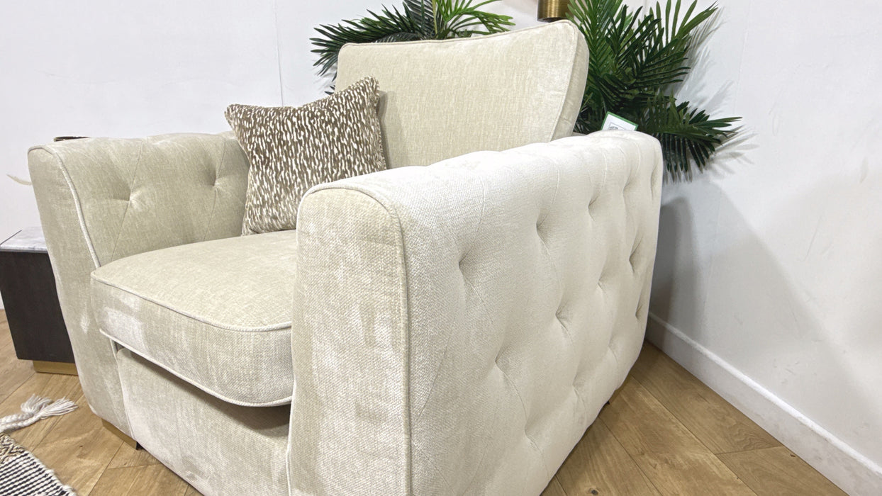 Sofology Valentina Fabric Chair Foam Seat in Luxury Deep Pile Chenille Stone Mix