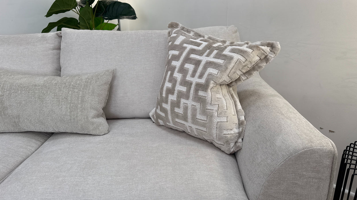 Sofology Mayfair Fabric 3 Seater Foam Seats in Linen Look Chenille Mist/Pearl Mix
