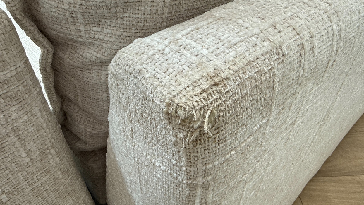 Sofology Cove Fabric Grande Chaise No Panel in Artisan Chenille Ecru Mix