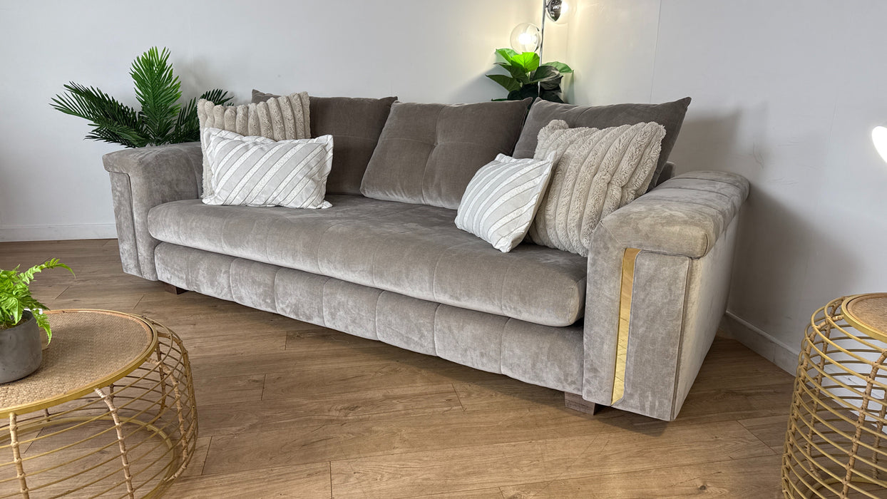 Sofology The Oscar 4 Seater Fabric Sofa in Fine Textured Chenille Stone Mix