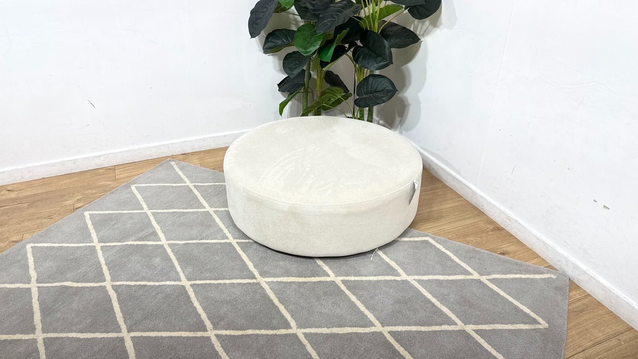 Sofology Ascot Fabric Designer Footstool in Textured Chenille Natural