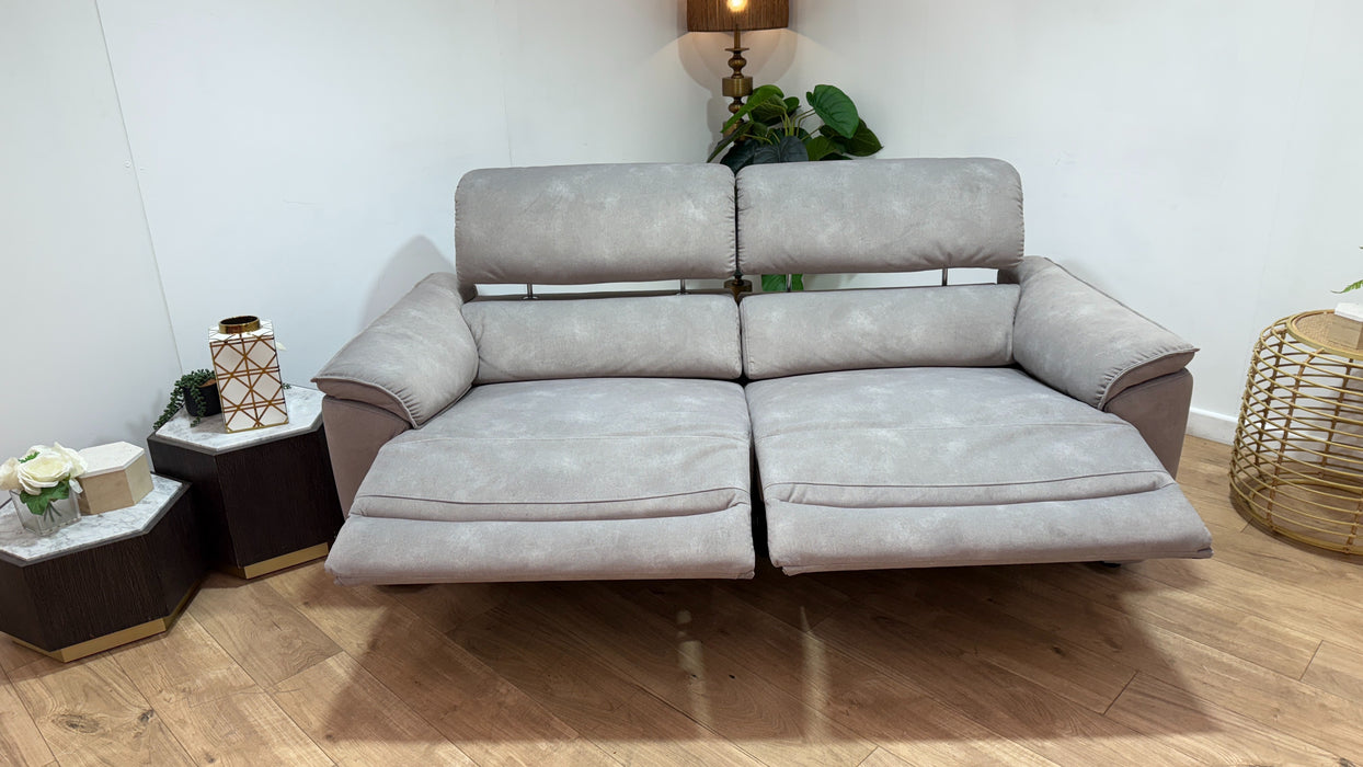 Sofology Hugo Fabric 2.5 Seater Power Recliner/Headrest in Lifestyle Flecked Stone