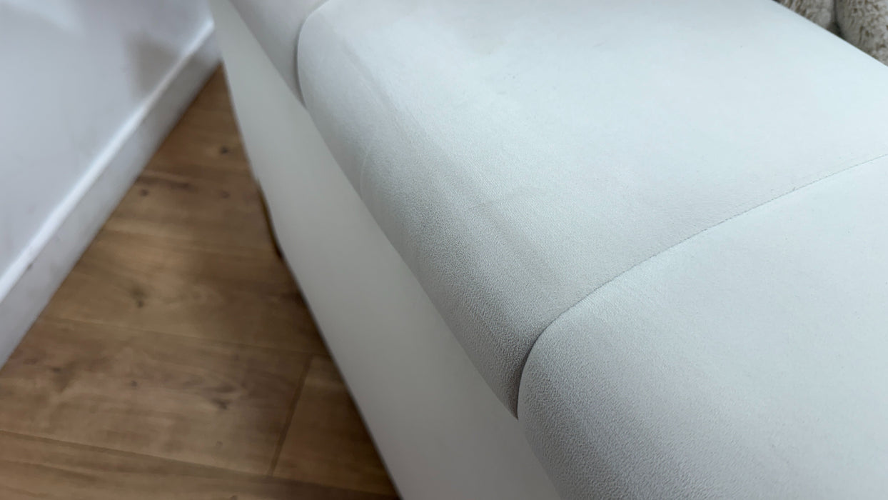 Sofology Oscar Fabric 4 Seater Gold Trim in Super Matt Velvet Ecru Mix