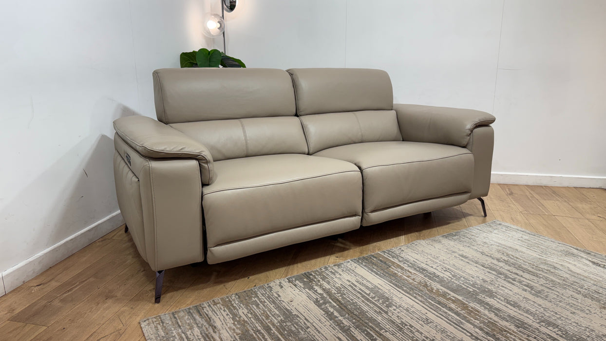Sofology Fratelli Leather 2.5 Seater Power Recliner/Headrest in Trusty Embossed Stone