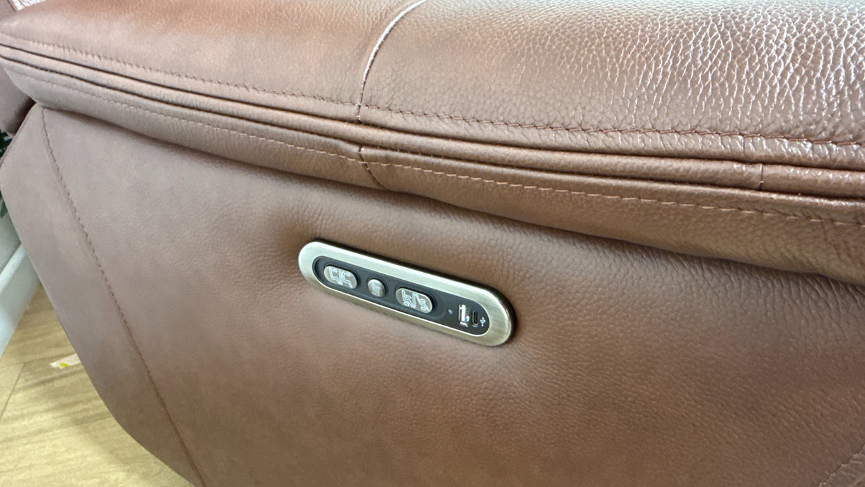 Sofology Bradie Leather 2 Seater Power Recliner/Headrest in Trusty Embossed Chestnut