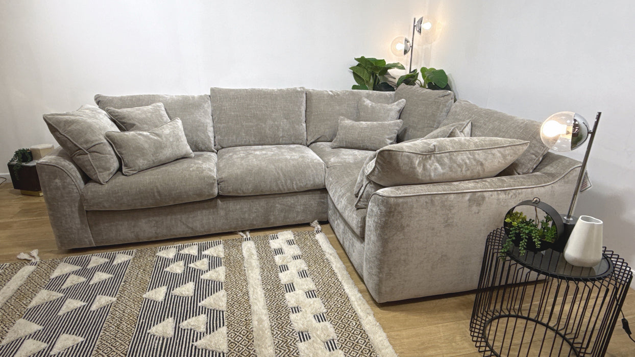 Sofology Georgio Fabric 3 Corner 1 Feather Flex Seats in Luxe Chenille Stone