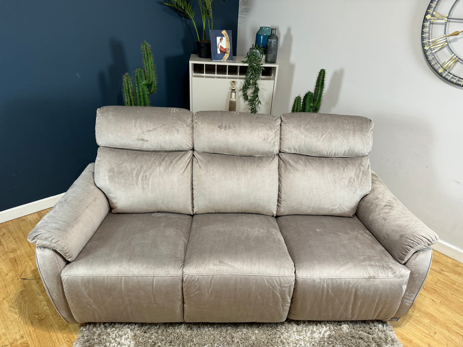 Parker Fabric 3 Seater - Velvet Mink - Manual Recliner ( WA2 )