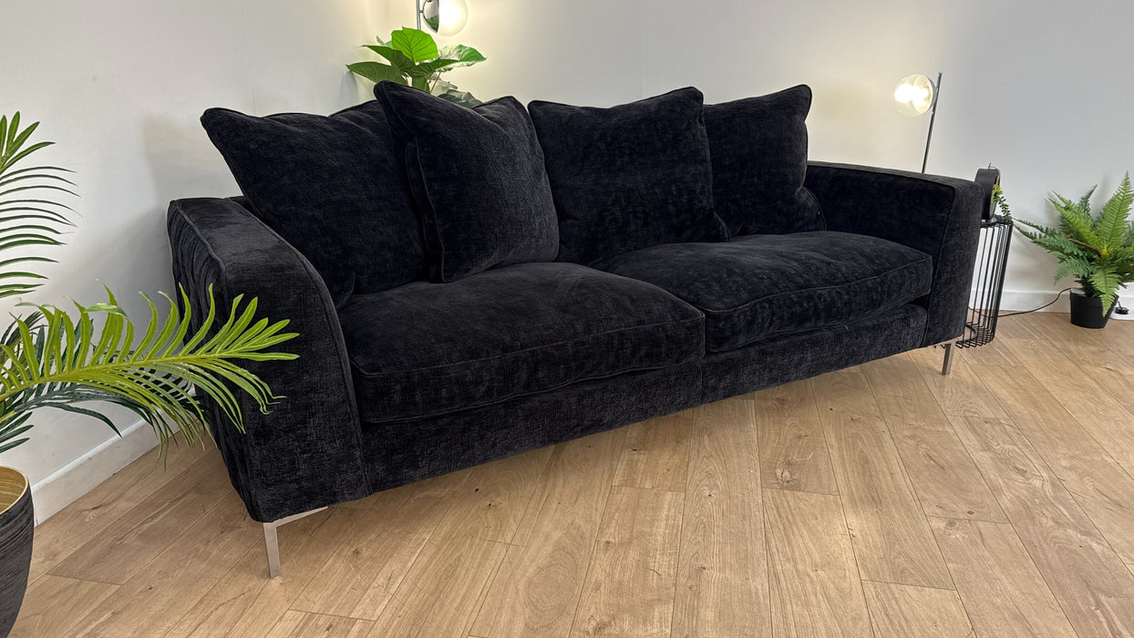 Sofology Rococo Fabric 4 Seater in Chunky Chenille Black Mix