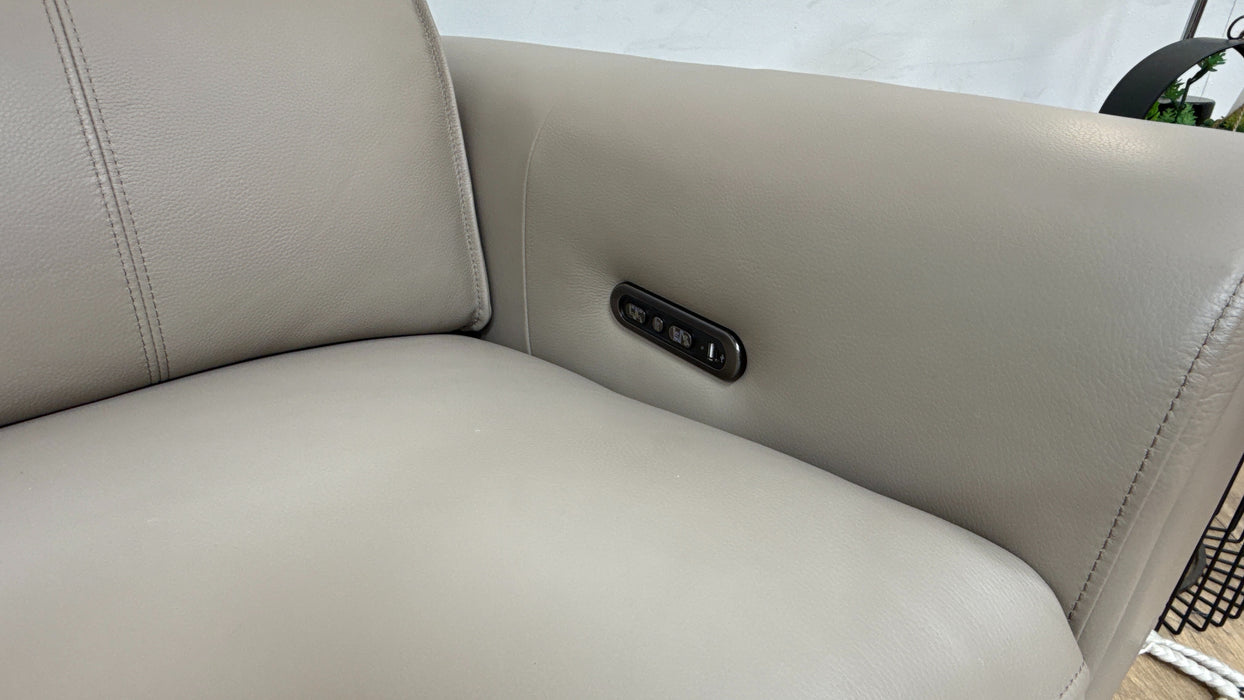 Sofology Premiere Leather 2 Seater Power Recliner/Headrest in Trusty Embossed Stone