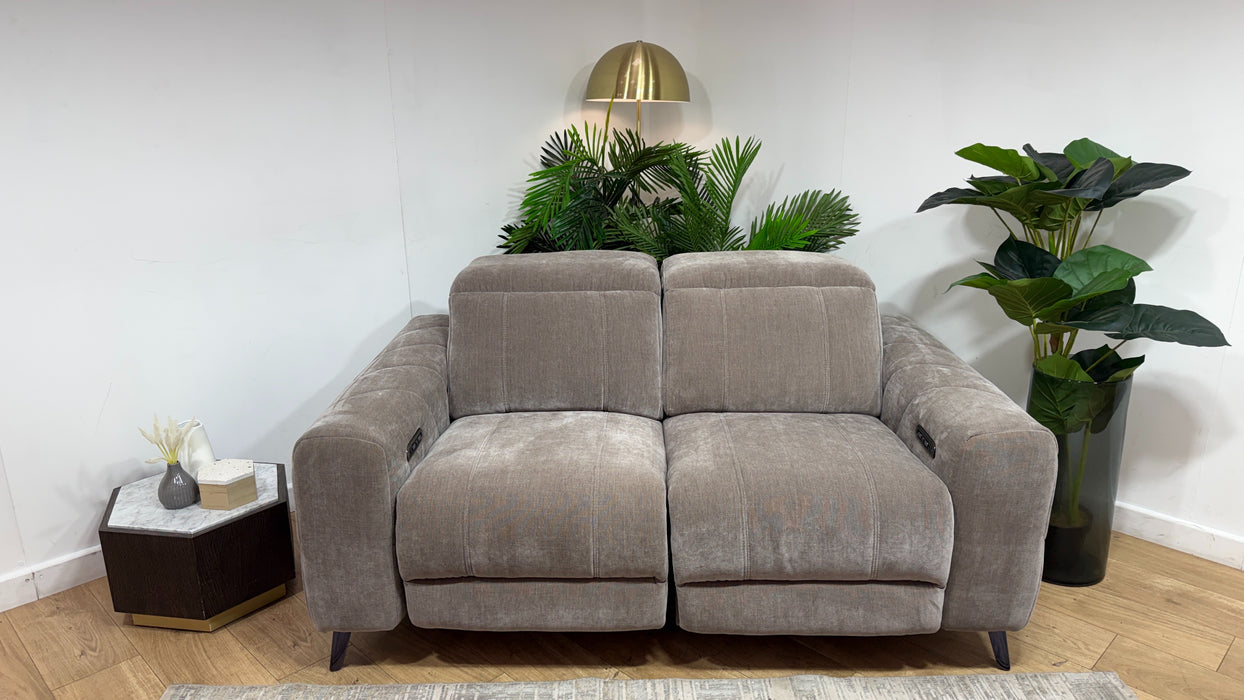 Sofology Allure Fabric 2 Seater Power Recliner/Headrest in Relaxed Chenille Nutmeg