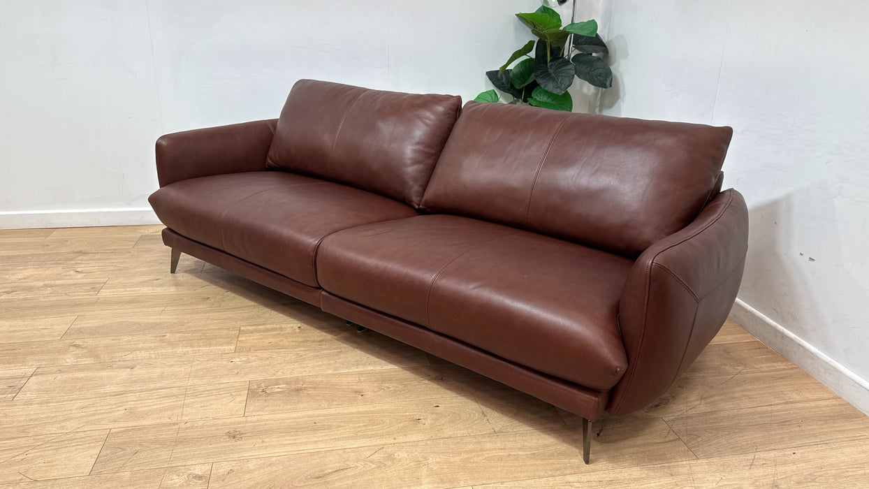 Sofology Adler Leather 4 Seater Split in Relaxed Soft Brown