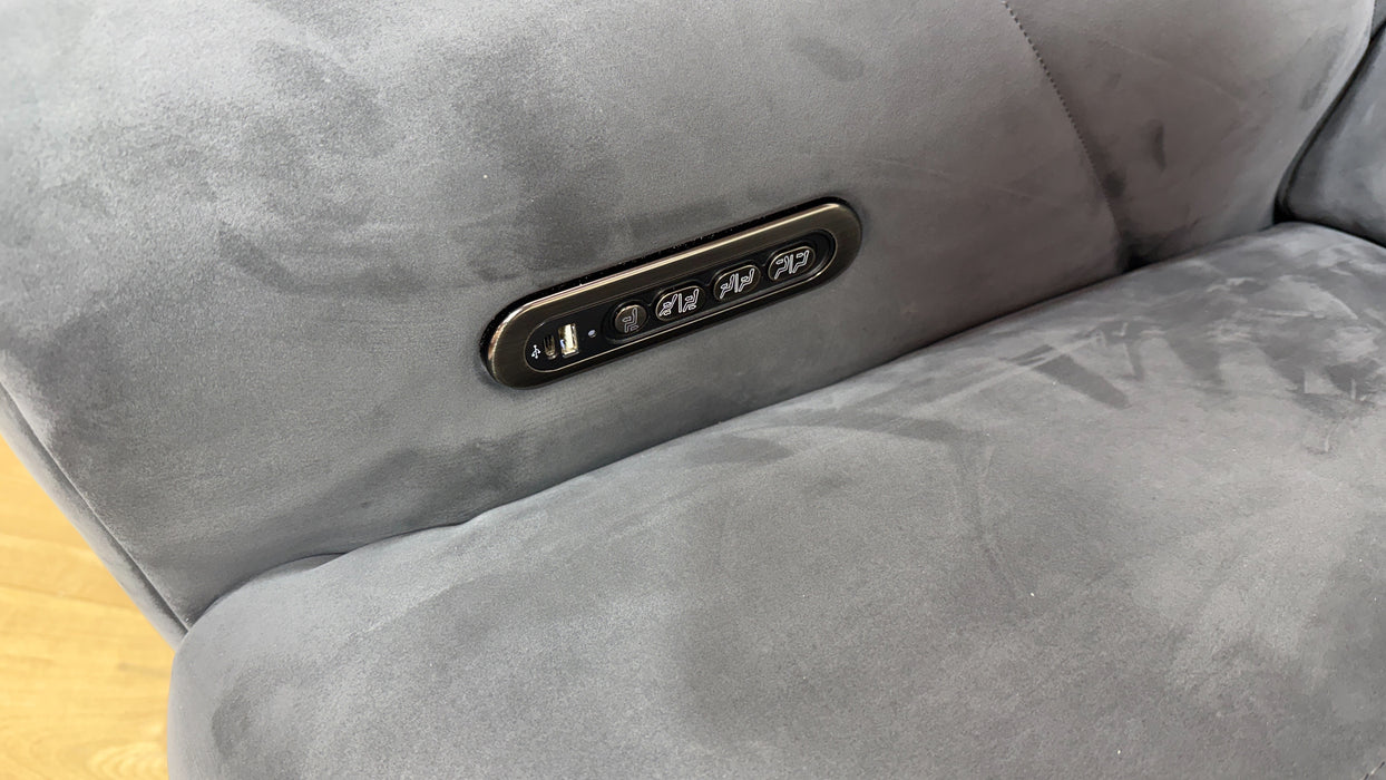 Sofology Allure Fabric 2.5 Seater Screen Console Power Recliner/Headrest Heated Seats Lumbar Speakers in Lifestyle Nubuck Feel Charcoal